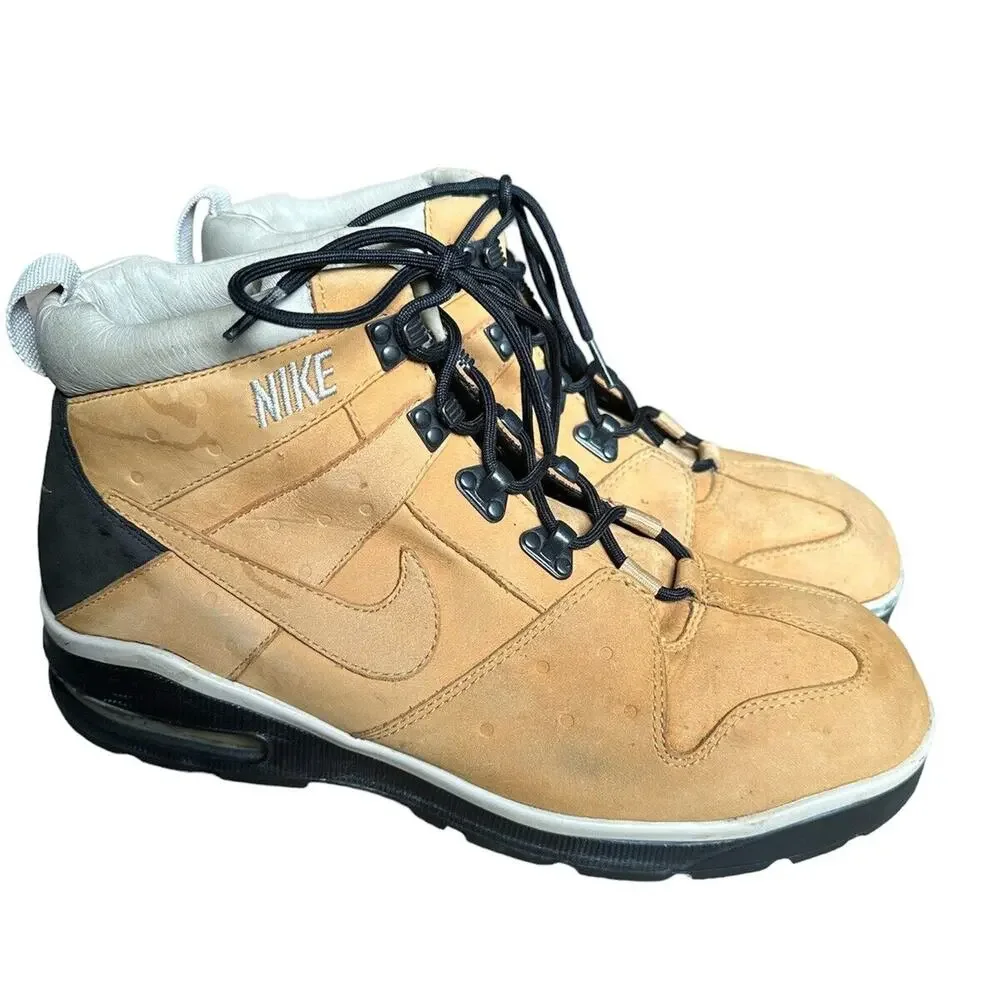 Nike Air‎ Round Mound Boots In Wheat Waterproof Leather 313498-711 Men Size 11.5
